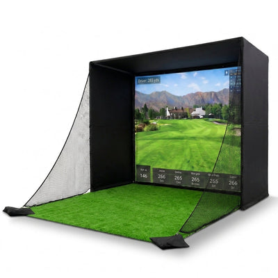 Golf Simulator Enclosure Built for Home Practice, 10.7x8x5ft Size, HD Impact Screen, Complete Kit Included