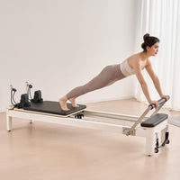 Pilates Reformer Foldable, Suitable for Intermediate and Beginners Users, Pilates Equipment for Home Gym Studio Use with 4 Adjustable Resistance Spring, up to 400 LBS
