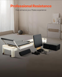 Pilates Reformer Foldable, Suitable for Intermediate and Beginners Users, Pilates Equipment for Home Gym Studio Use with 4 Adjustable Resistance Spring, up to 400 LBS