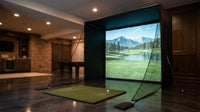 Golf Simulator Enclosure 10.7X8X5Ft & 8.5X8.5X5Ft | Light-Proof HD/4K Silent Impact Screen, Indoor/Outdoor Golf Simulators for Home Includes Mat, Foam-Padded Iron Poles, Shank Net, Sandbag & Bonus Kit — Lifestyle