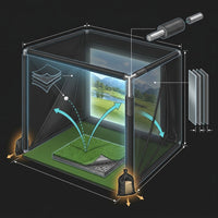 Golf Simulator Enclosure 10.7X8X5Ft & 8.5X8.5X5Ft | Light-Proof HD/4K Silent Impact Screen, Indoor/Outdoor Golf Simulators for Home Includes Mat, Foam-Padded Iron Poles, Shank Net, Sandbag & Bonus Kit — How It Works