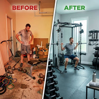 Smith Machine Built for Home Gyms, 1000+ Exercises, 3 Cable Systems, Commercial Grade Steel, Lat Pulldown — Before & After
