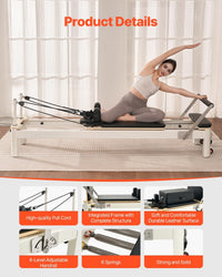 Pilates Reformer Foldable, Suitable for Intermediate and Beginners Users, Pilates Equipment for Home Gym Studio Use with 4 Adjustable Resistance Spring, up to 400 LBS