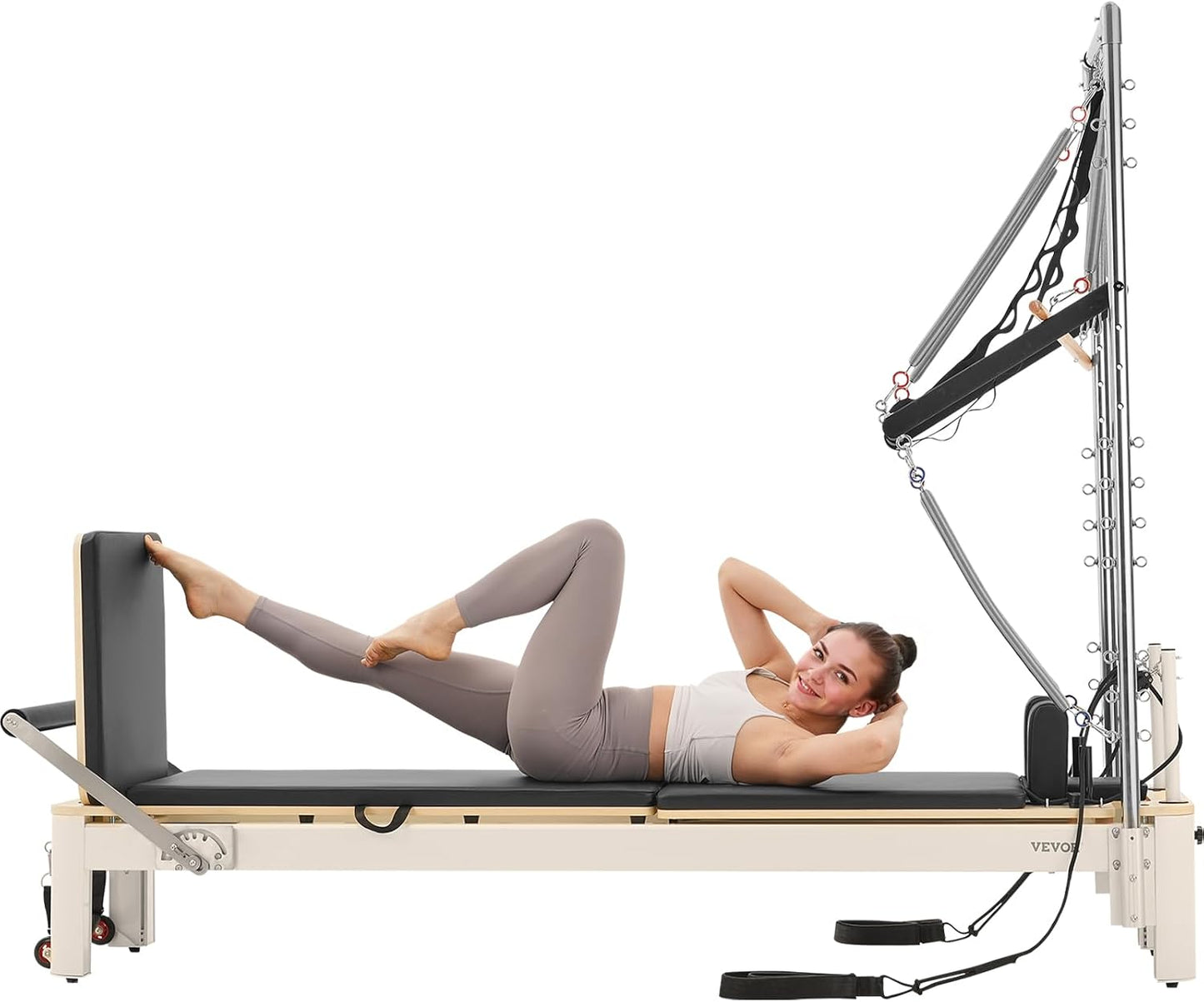 Pilates Reformer Foldable, Suitable for Intermediate and Beginners Users, Pilates Equipment for Home Gym Studio Use with 4 Adjustable Resistance Spring, up to 400 LBS