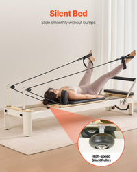Pilates Reformer Foldable, Suitable for Intermediate and Beginners Users, Pilates Equipment for Home Gym Studio Use with 4 Adjustable Resistance Spring, up to 400 LBS